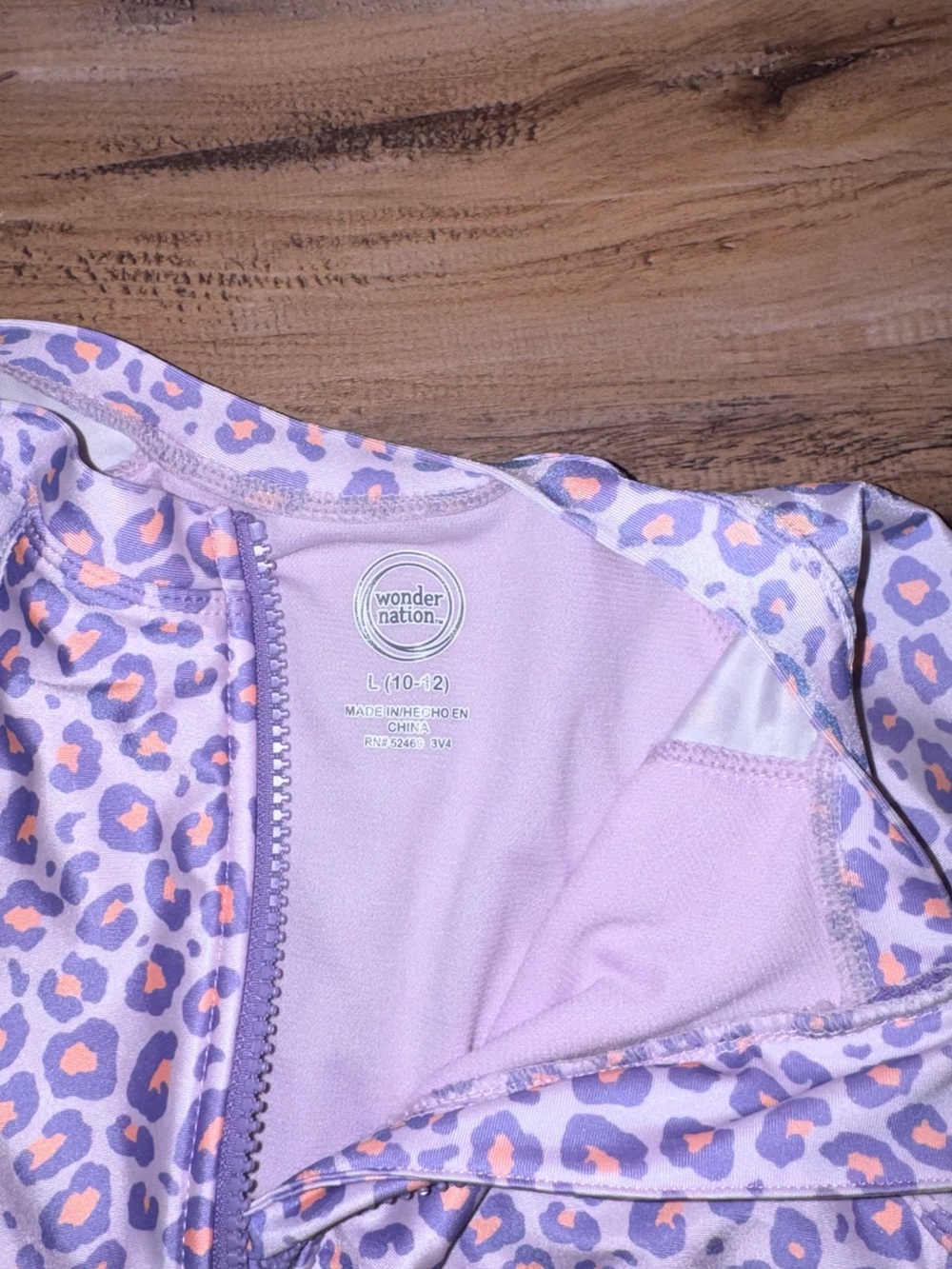 Wonder Nation Purple & Pink Leopard Print Zip-Up Swimsuit - Picture 4 of 4